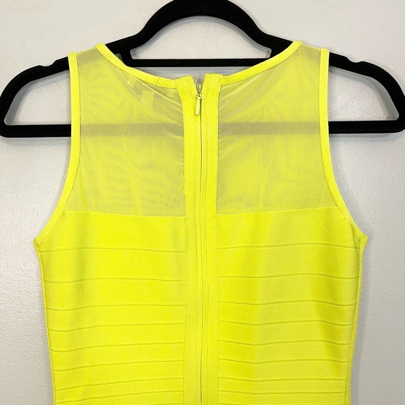 Dress the Population Yellow Chartreuse Mesh Bodycon Mini Aitana Dress Medium NWT - Picture 4 of 9